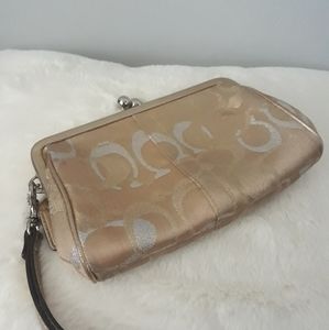 Coach gold kisslock clutch